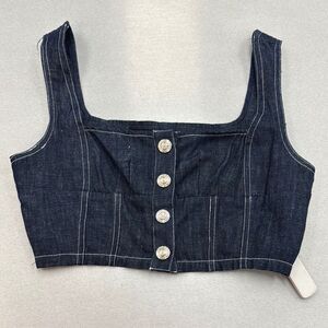En Saison Blue Bustier Crop Tank Top